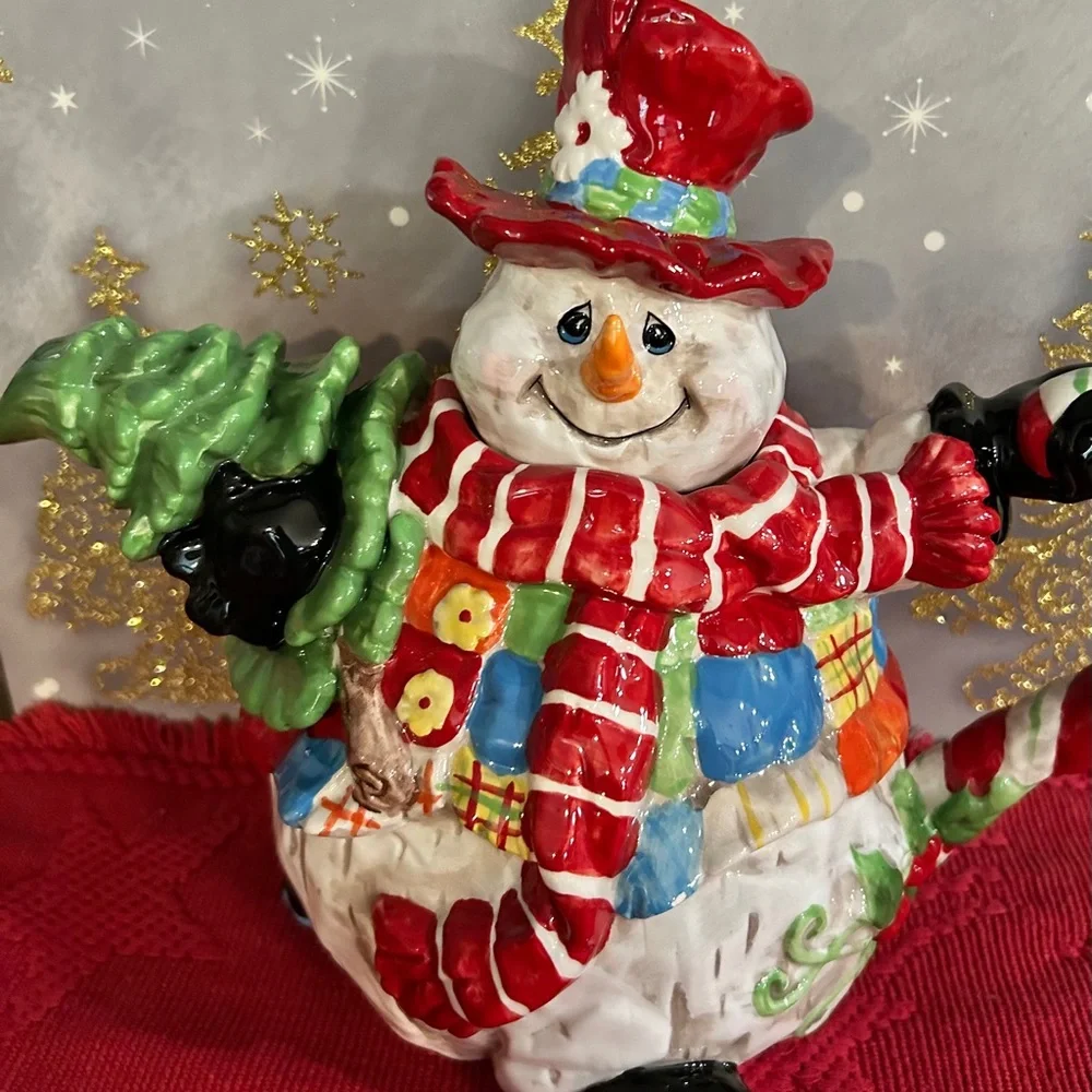 *** PATCHES Snowman Teapot Food safe by Home Interiors (38 oz) - Picture 1 of 8